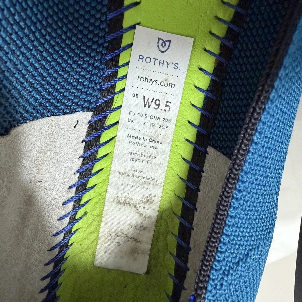 Rothys Womens Round Toe Knit Ballet Flats US 9.5 EU 40.5 Blue Machine‎ Washable